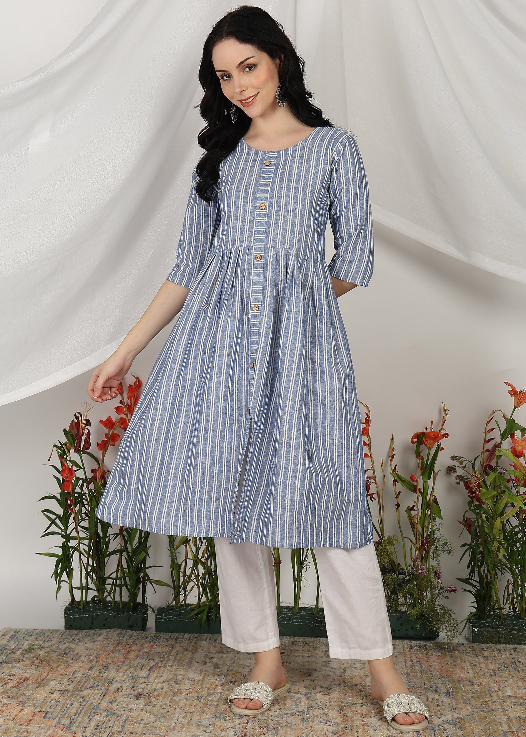 Elegant Striped A-Line Kurtas for Women – (PACK OF 3)