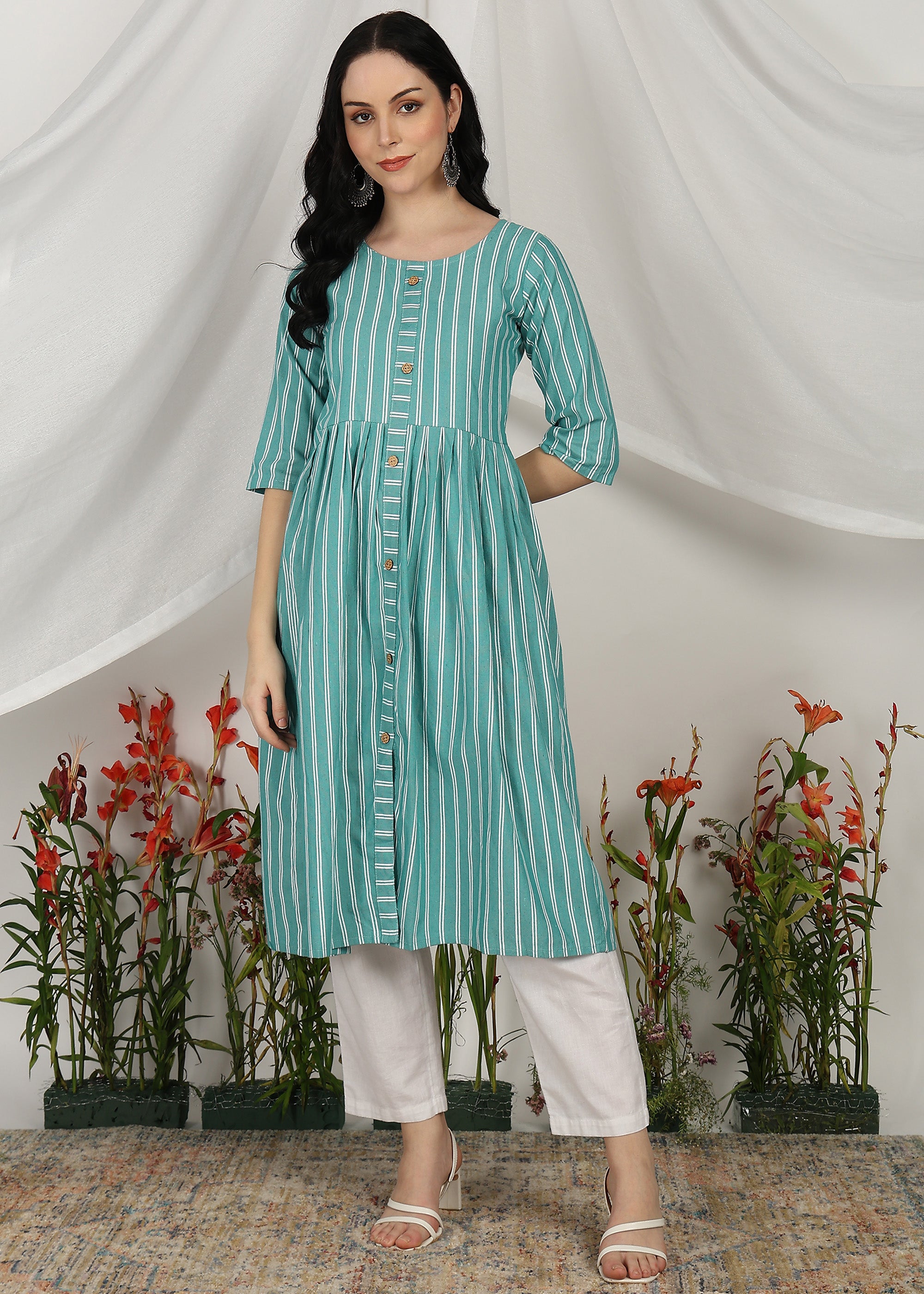 Elegant Striped A-Line Kurtas for Women – (PACK OF 3)