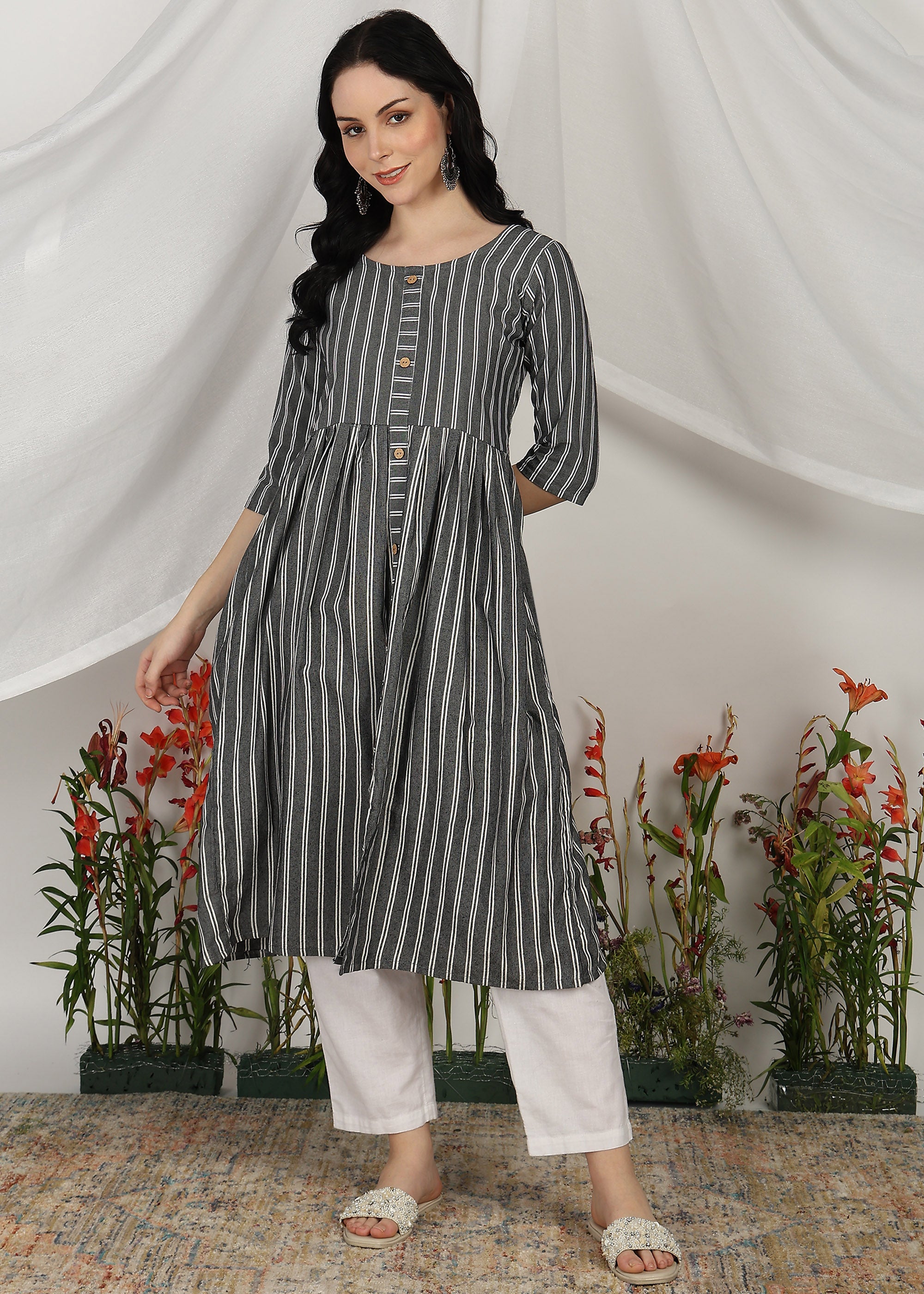 Elegant Striped A-Line Kurtas for Women – (PACK OF 3)