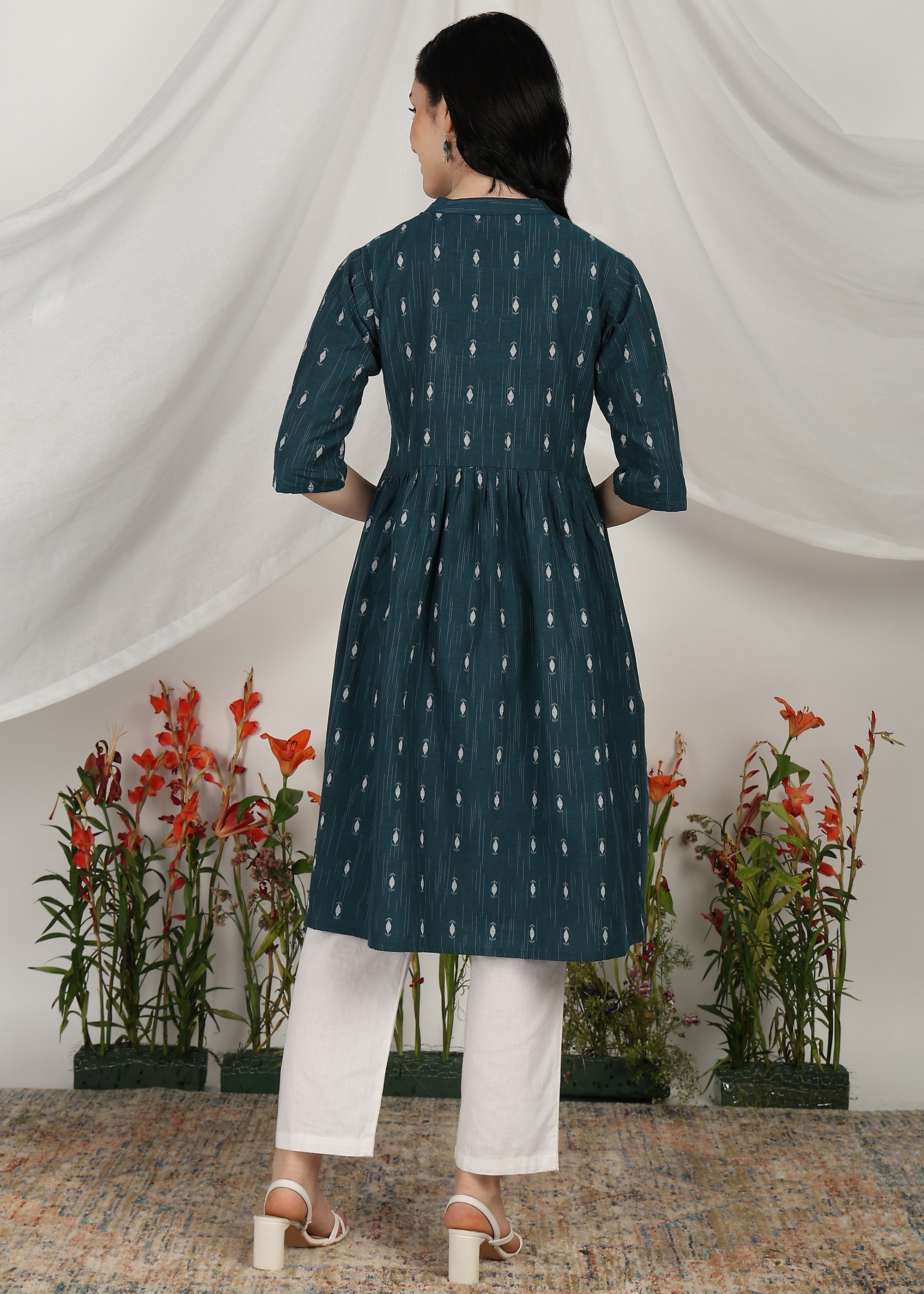 Elegant Self Designed Cotton Aanarkali  Kurtas for Women – (PACK OF 2)