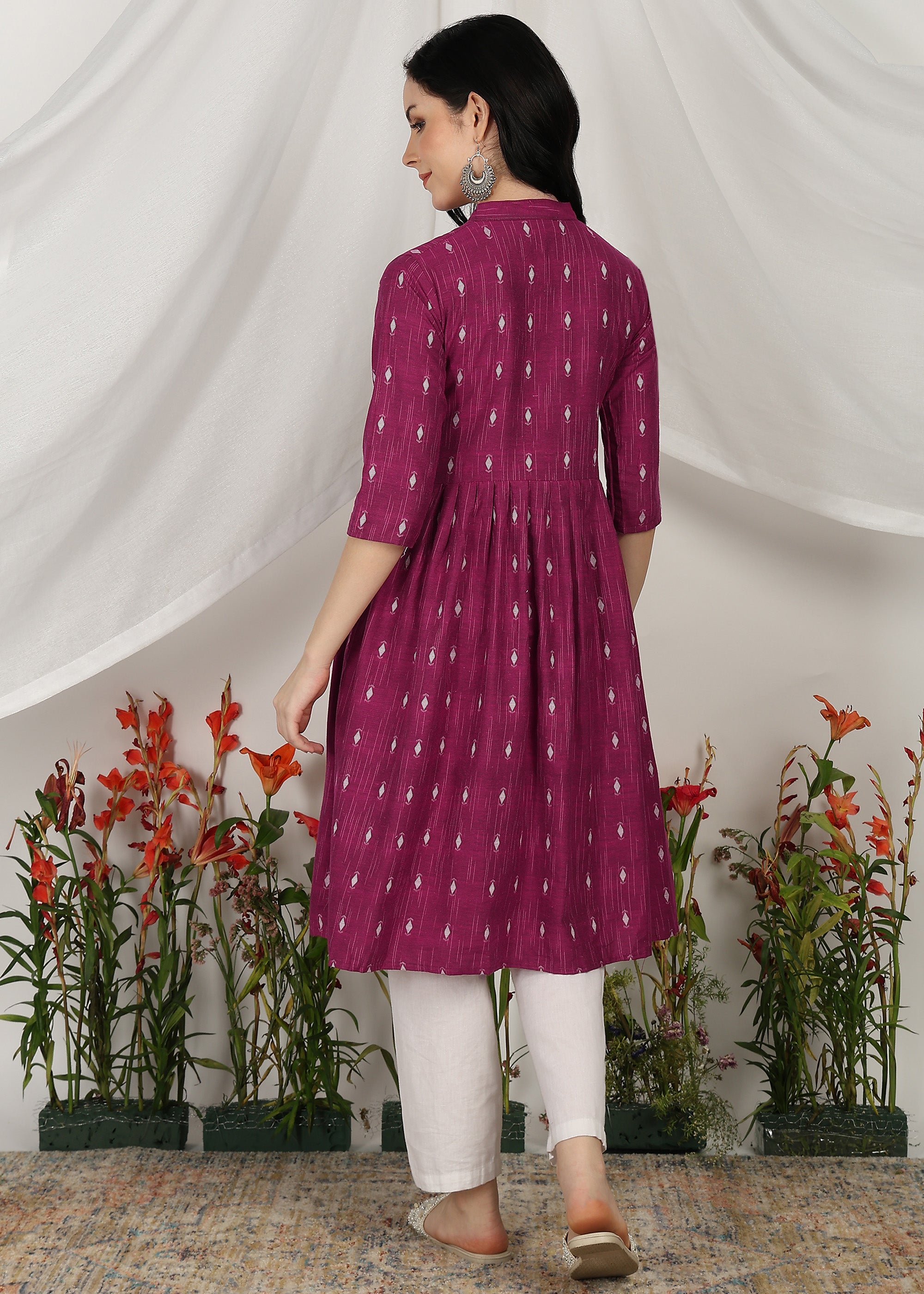 Elegant Self Designed Cotton Aanarkali  Kurtas for Women – (PACK OF 2)