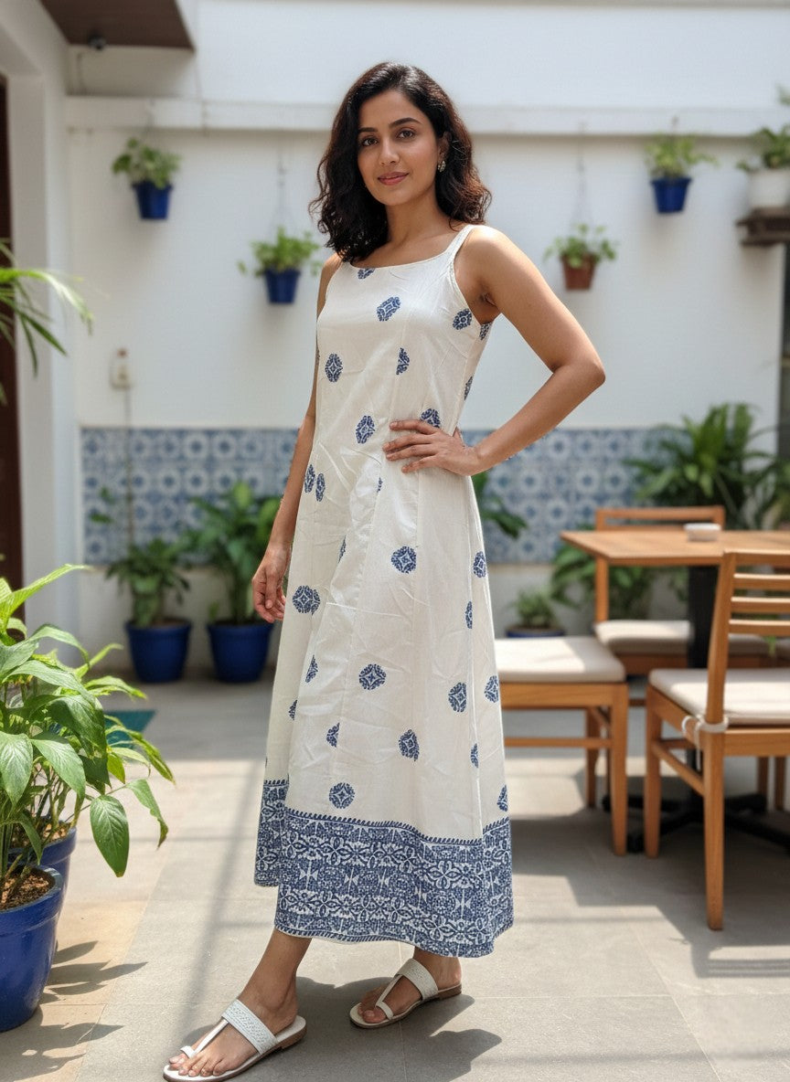 Elegant Cotton Printed Midi Dress