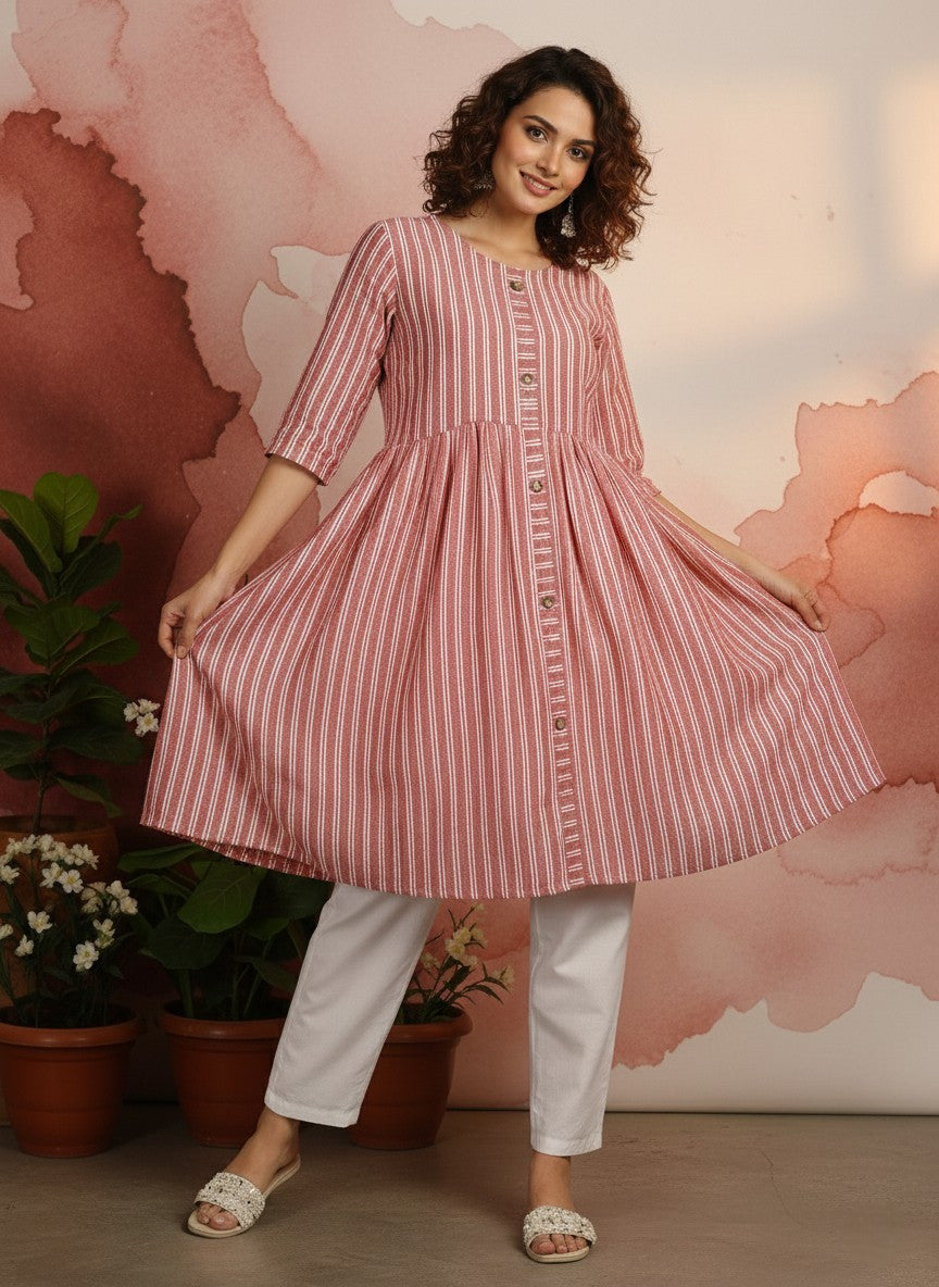 Elegant Striped A-Line Kurtas for Women – (PACK OF 3)