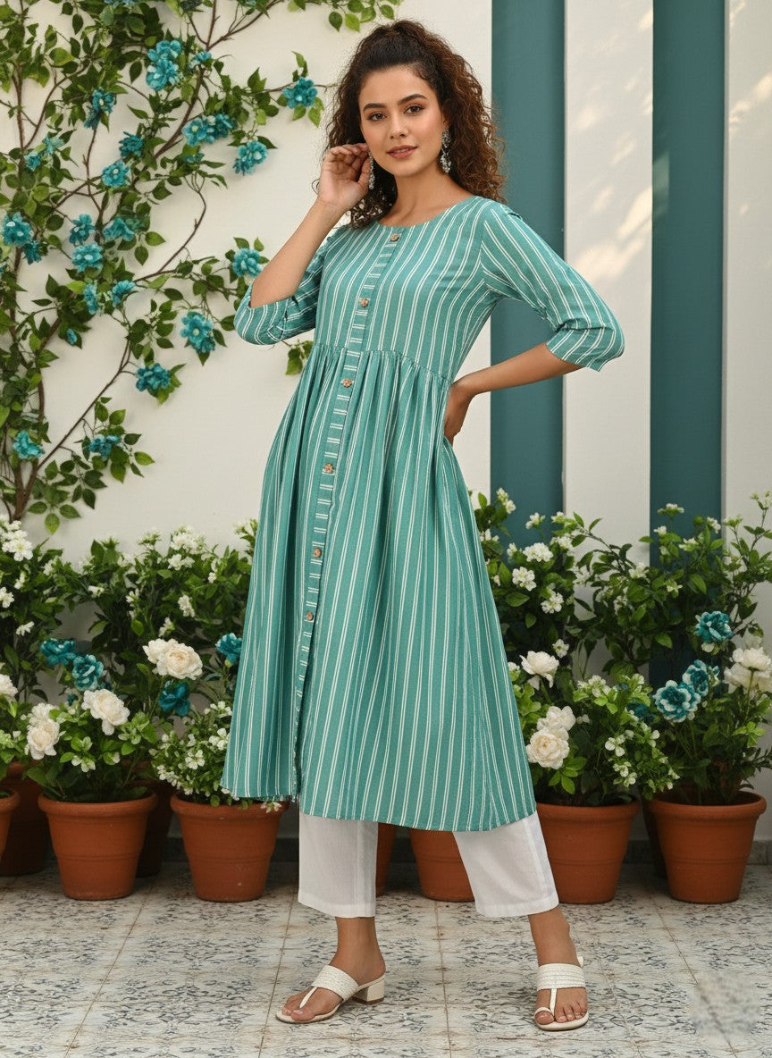 Elegant Striped A-Line Kurtas for Women – (PACK OF 3)