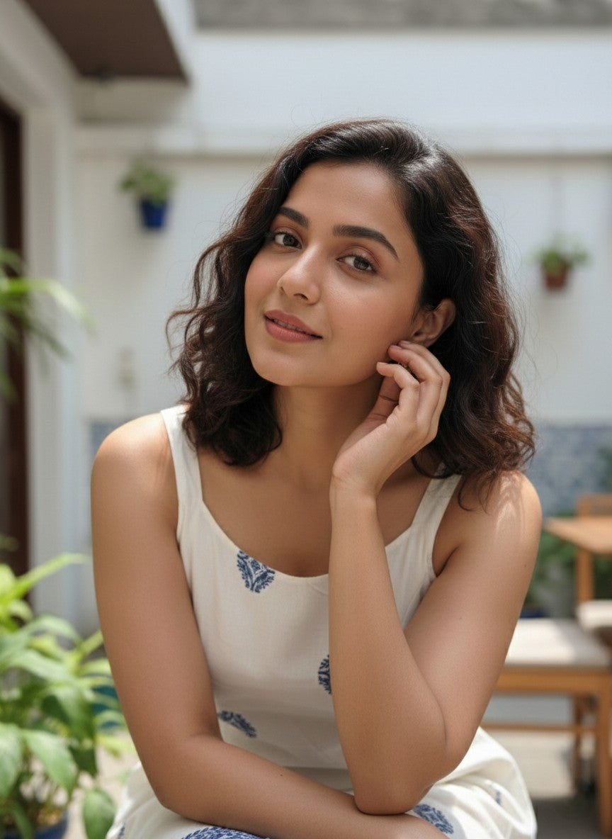 Elegant Cotton Printed Midi Dress