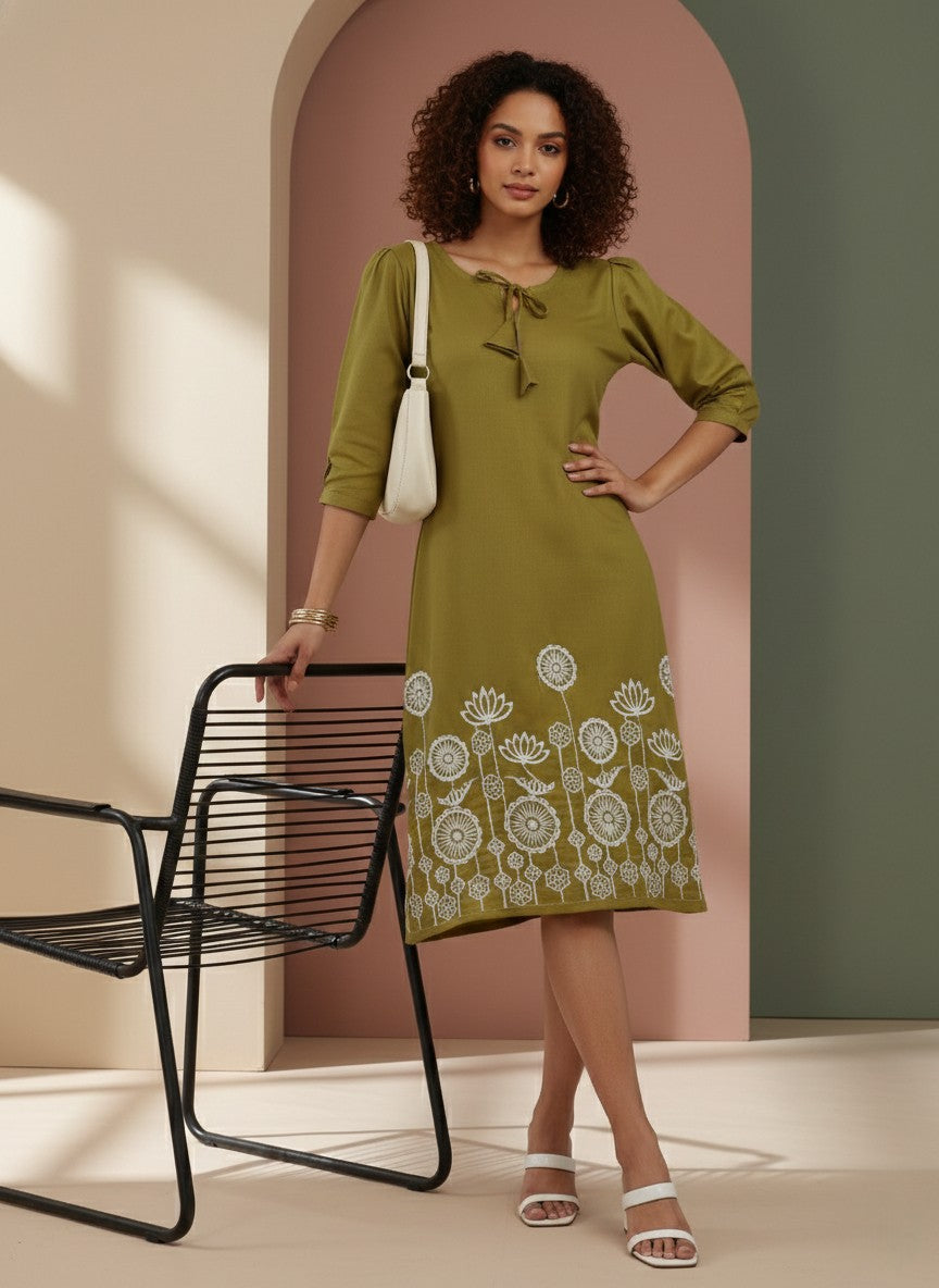 Blush Embroidered Cotton Blend Dress (Copy)